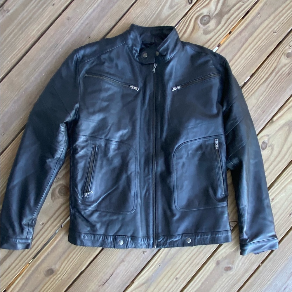 Womens large paradigm leather jacket black